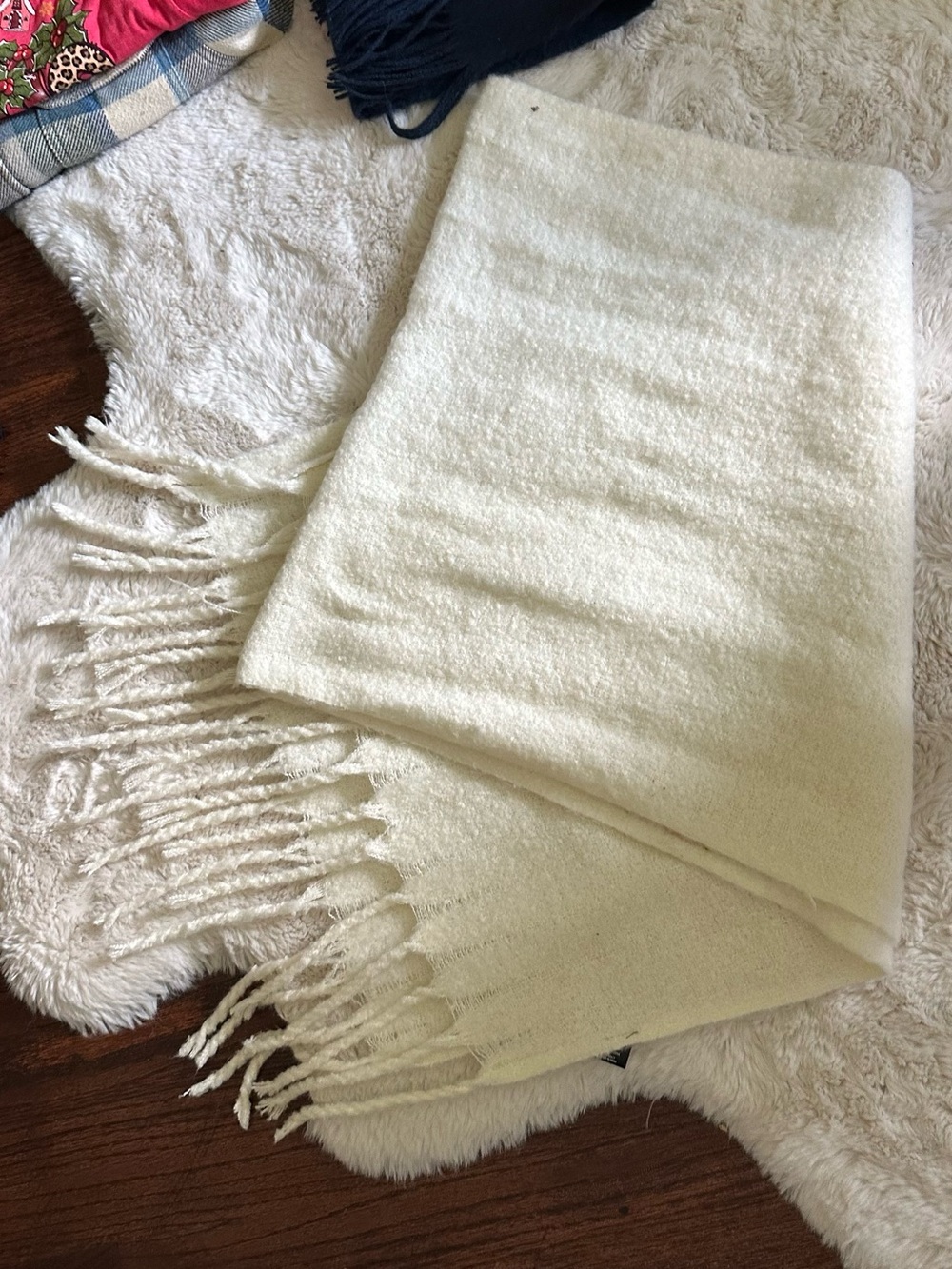 City Streets Cream Fringed Scarf Wrap